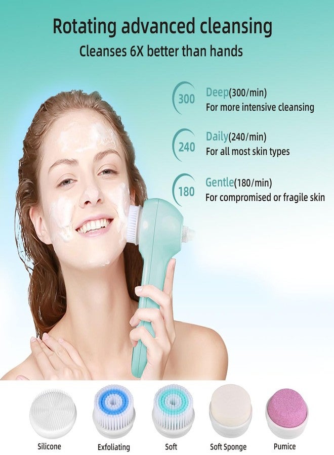 UMICKOO Face Scrubber Exfoliator,Facial Cleansing Brush Waterproof with LCD Screen,Blackhead Remover Vacuum with 5 Brush Heads,Face Spin Brush for Exfoliating, Massaging and Deep Pore Cleansing - Image 3